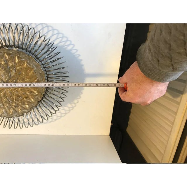 Goldenrod Sculptural Scandinavian Wall Sconce in Chrome & Pressed Glass, 1970s For Sale - Image 8 of 9