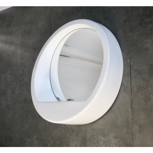 “Space age” mirror, resin, 1970s Significant tin stitching at the bottom of the mirror. Small traces. See photos. Without...