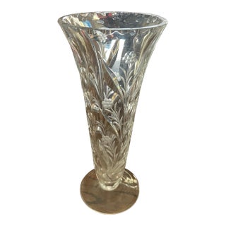 1980s Decorative Glass Floral Vase For Sale