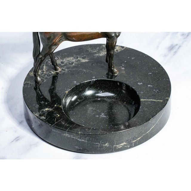 Metal Incredible Bronze Antique Horse Statue Sculpture Marble Catchall Tray Desk Dresser For Sale - Image 7 of 14