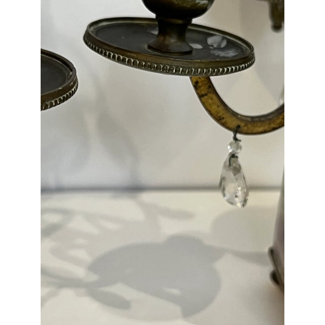 Antique French Brass Amethyst Grandiole Candle Holders a Pair For Sale - Image 10 of 12