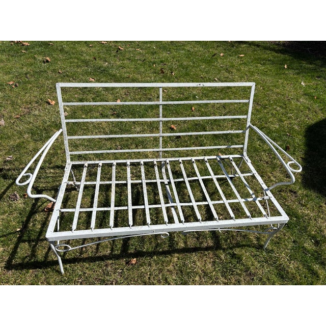 Mid-Century Modern 1960s Mid-Century Patio / Garden 4 Piece Set White Wrought Iron For Sale - Image 3 of 18