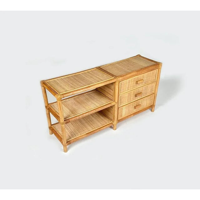 Wood Mid-Century Italian Sideboard in Bamboo and Rattan, 1970s For Sale - Image 7 of 11