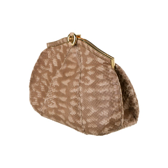 Judith Leiber Brown Snakeskin Shoulder Bag: Vintage An unusually large Judith Leiber bag is a stylish and great option for...