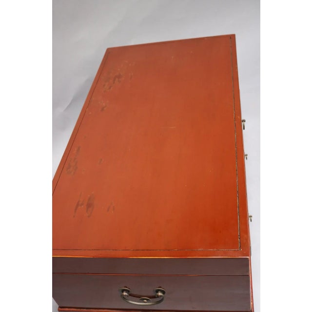 Red Lacquer and Gilt Painted Chest on Stand For Sale In Los Angeles - Image 6 of 7
