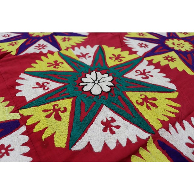 Textile Vintage Hand Embroidered Suzani Wall Hanging, 1920s For Sale - Image 7 of 18