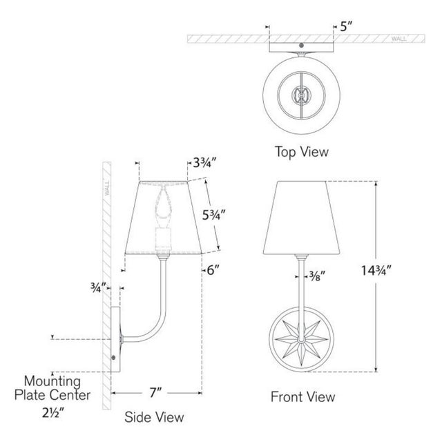 Chapman & Myers for Visual Comfort Signature Polaris 15" Sconce in Polished Nickel with Linen Shade For Sale In Houston - Image 6 of 7