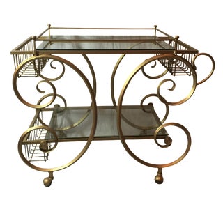 Vintage Gold Swirl Bar Cart For Sale