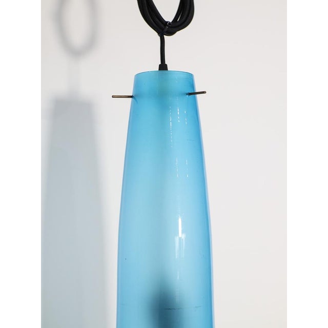 Mid-Century Modern Blue Murano Glass Pendant Lamp attributed to Alessandro Pianon for Vistosi, Italy, 1960s For Sale - Image 3 of 8