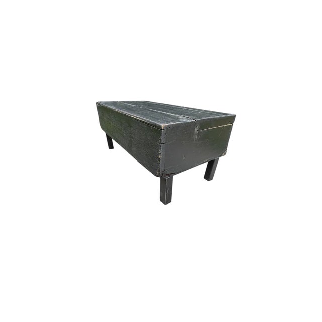Rustic Black Painted Wood Tool Storage Bench Coffee Table For Sale - Image 9 of 13