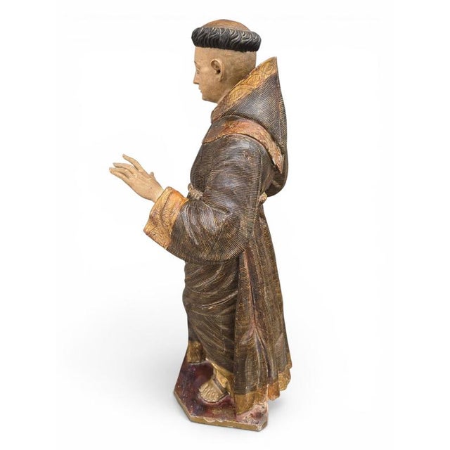 Spanish Artist, Sculpture of Saint Anthony of Padua, 1670, Wood For Sale - Image 13 of 16
