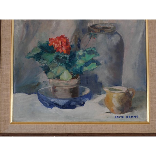 Traditional Mid 20th Century Floral Geranium Still Life Oil Painting For Sale - Image 3 of 5