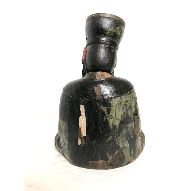 Mid 19th Century King Enma Carved Oriental Figure For Sale - Image 4 of 12