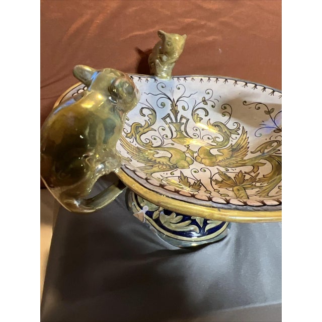 Gualdo Tadino Ceramic Centerpiece Bowl With Mice For Sale - Image 4 of 14