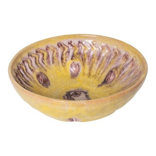 Guido Gambone Yellow Ceramic Bowl, Italy, C. 1950s For Sale