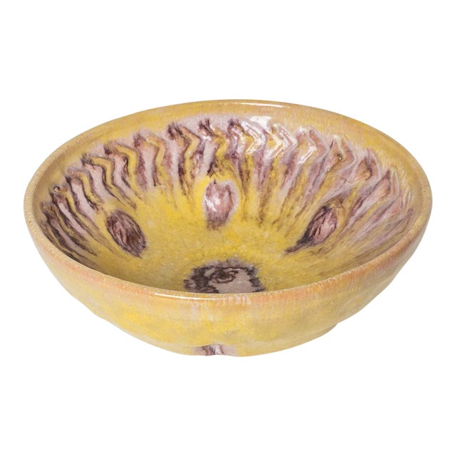 Guido Gambone Yellow Ceramic Bowl, Italy, C. 1950s For Sale