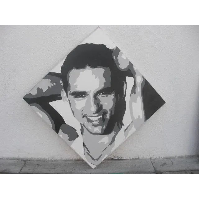 Contemporary Black and White Pop Art Portrait Acrylic Painting Chairish