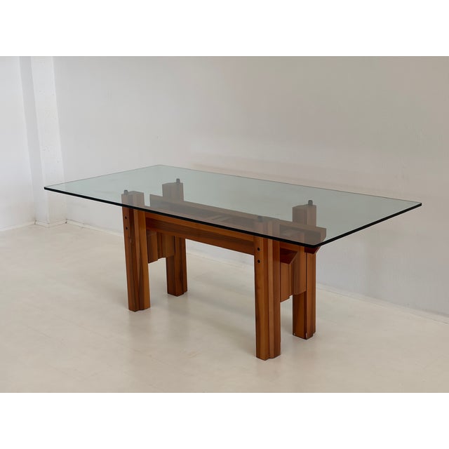 Wooden Dining Table with Glass Top, 1970s For Sale - Image 16 of 16