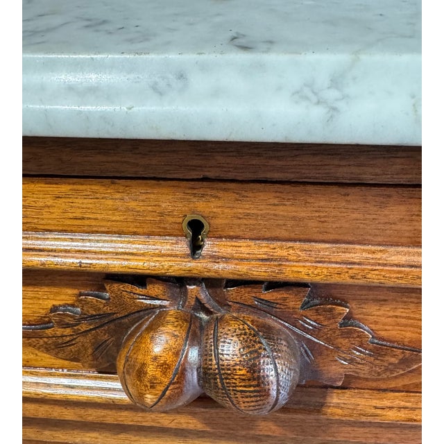 Late 19th Century Antique 19th Century Victorian Walnut Marble Top Carved Buffet /Sideboard /Server /Cabinet/Hutch For Sale - Image 5 of 11