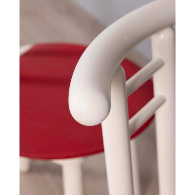 Vintage Italian Chairs in Wood and Red Vinyl, 1980s, Set of 4 For Sale - Image 15 of 17