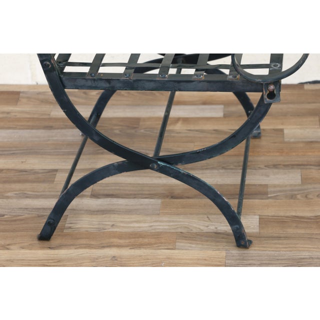 Metal Vintage Set of 4 Hervé Baume French Wrought Iron Folding Patio Chairs, 1970s For Sale - Image 7 of 18
