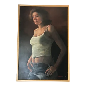 2006 Realist Oil on Canvas Portrait Painting by Al Zerries, Framed