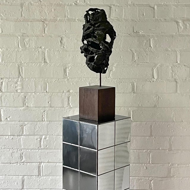 Chrome Patchwork Pedestal in the Manner of Paul Evans For Sale - Image 9 of 9