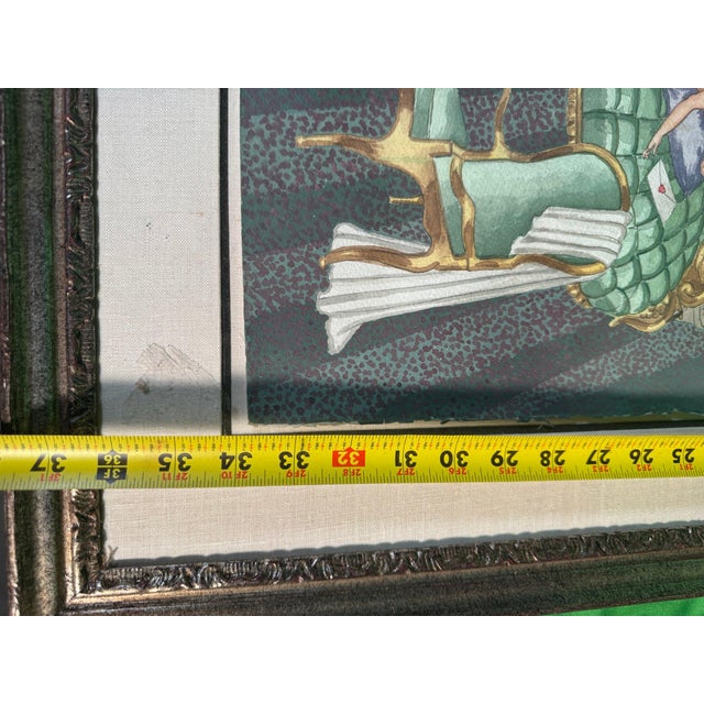 Paint Late 20th Century Surrealist Watercolor and Gouache, Colonnade Interior With Reclining Nude and Desert View For Sale - Image 7 of 7