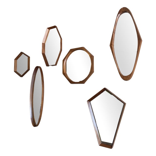 Vintage Wall Mirrors by Franco Campo & Carlo Graffi for Home Turin, 1960, Set of 6 For Sale