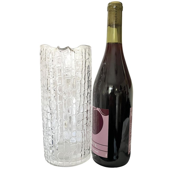 Contemporary Vintage Textured Glass Pitcher in the Style of Gucci | Crocodile Embossed Ice Bucket Barware Aesthetic For Sale - Image 3 of 9
