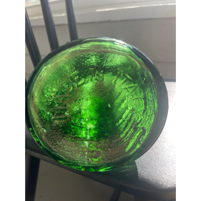 Green Mid 20th Century Empoli Green Wave Pattern Decanter For Sale - Image 8 of 10