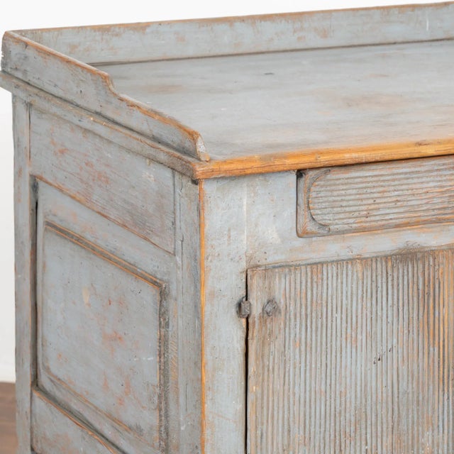 Late 19th Century Original Blue Painted Small Cabinet or Nightstand, Sweden Circa 1860-80 For Sale - Image 5 of 11