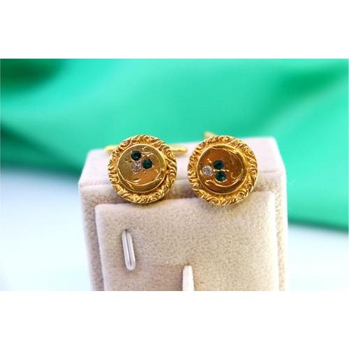 Circular Gold Cufflinks, Set of 2 For Sale - Image 3 of 6