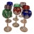 Vintage Set of 8 Beautiful Bohemian Cut to Clear 8 1/2" Wine Glasses Assorted Colors For Sale