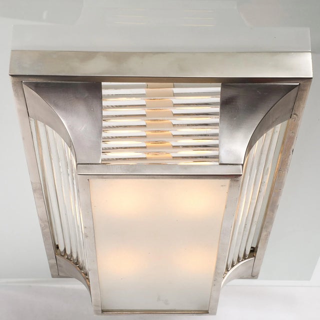 Art Deco Machine Age Silvered Bronze & Glass Rod Chandelier by Petitot For Sale - Image 10 of 15