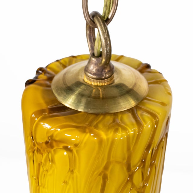 Carlo Nason Set of 4 Mid-Century Murano Tubular Pendant Lights in Amber Cased Over White Glass Inspired by Carlo Nason For Sale - Image 4 of 18