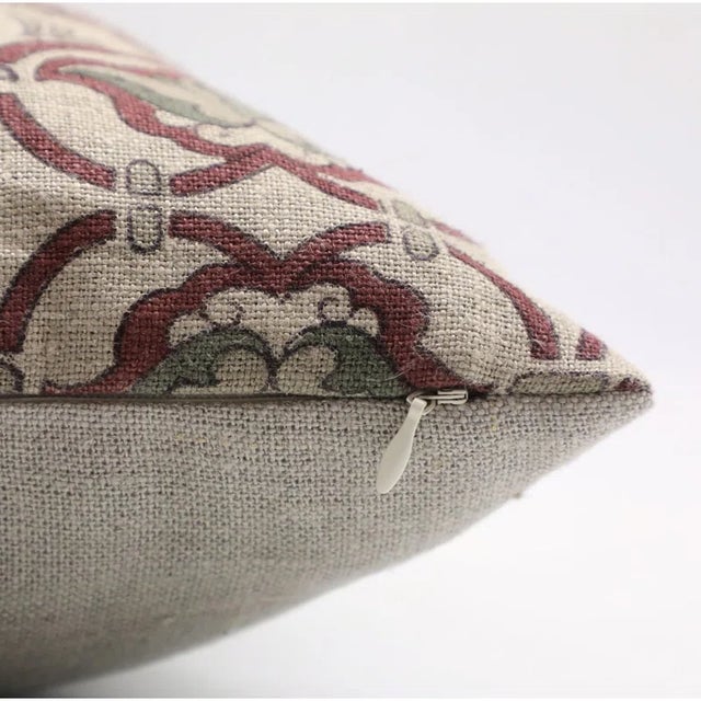 Art Deco Block Printed Pillow Cover - Thick Linen 18x18 Inch- Hridyavan For Sale - Image 3 of 4