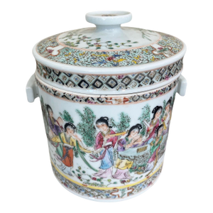 Vintage Chinoiserie Famille Rose Porcelain Tea Canister