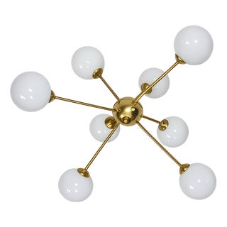 Vintage Sputnik Chandelier in Brass and Glass, 1960s For Sale