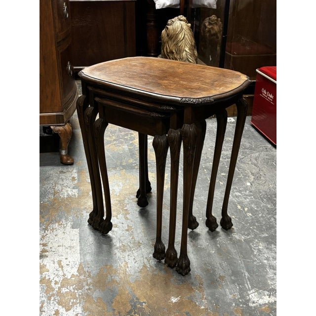 Wood Vintage Walnut Nesting Tables, 1920s, Set of 3 For Sale - Image 7 of 18