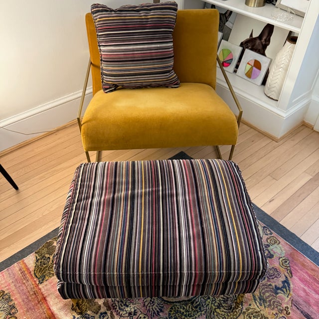 Lawson Fenning Thin Frame Lounge Chair with Paul Smith Ottoman Such a handsome duo. Modern brass frame lounge chair paired...