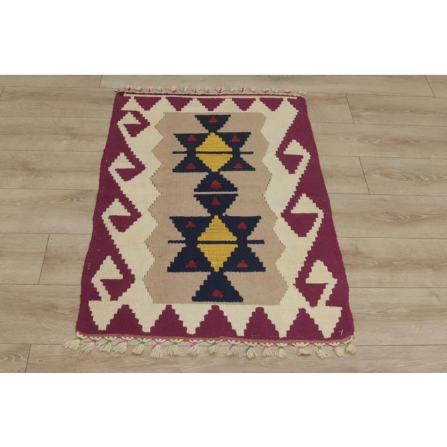 1970s Southwestern Geometric Style Natural Turkish Oushak Kilim Rug For Sale - Image 13 of 13
