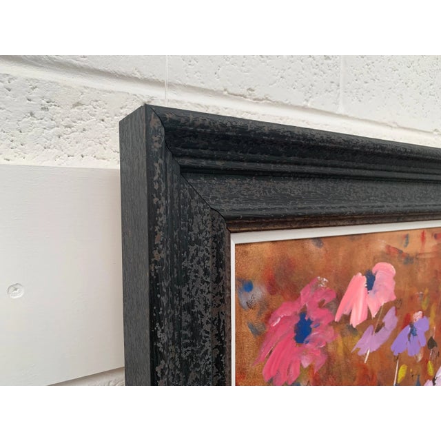 Paint Abstract Pink & Purple Flowers Interior Design - Unique Original Art by British Contemporary Artist, 2001 For Sale - Image 7 of 13