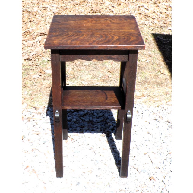 Vintage Mission Oak Arts & Crafts Side Table Plant Stand End Table For Sale - Image 14 of 15