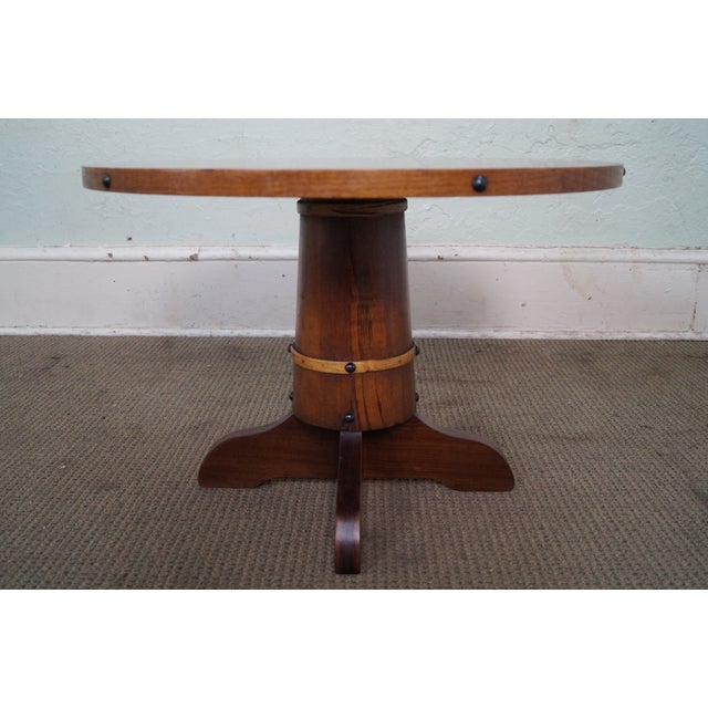 Vintage Oak Round Barrel Base Coffee Table Chairish