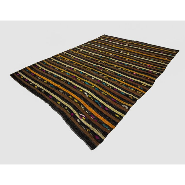 Striped Vintage Kilim Rug-7'2x10'2" For Sale - Image 4 of 7