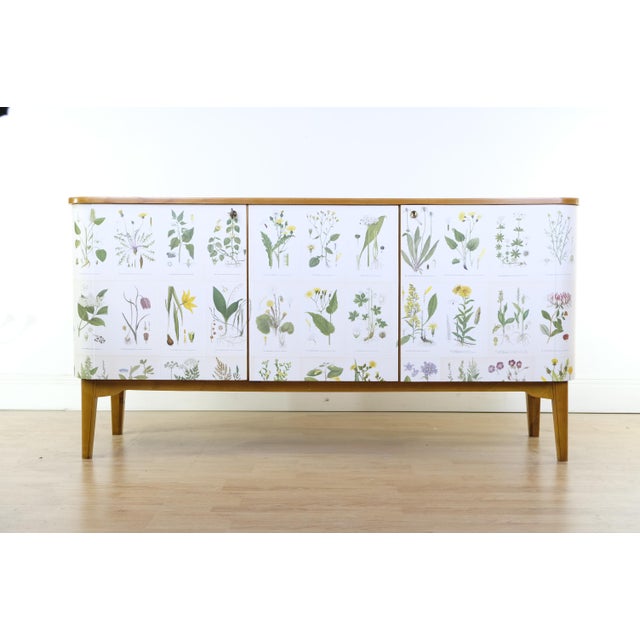 Swedish Modern Sideboard with Illustrations Nordens Flora by C.A.M Lindman, 1930s For Sale - Image 11 of 11