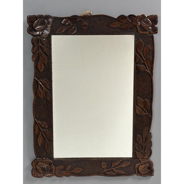 Antique Hand-Carved Wall Mirror with Floral Roses, 1890s For Sale - Image 17 of 17