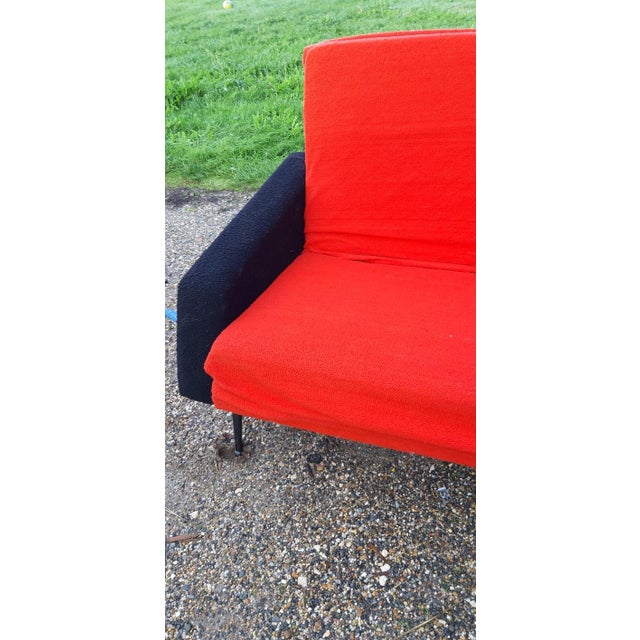 Textile Vintage Sofa in Red and Black Fabric, 1970 For Sale - Image 7 of 12