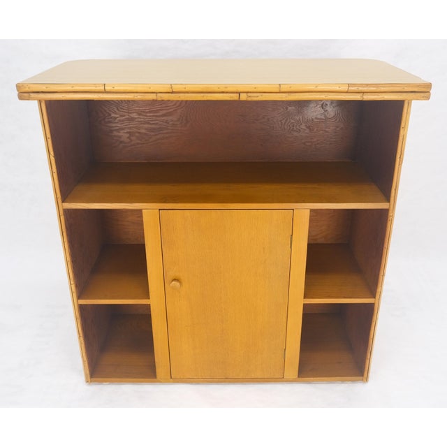 Mid-Century Modern Vintage Mid Century Modern Bamboo Rattan Bar & Pair of Matching Bar Stools MINT For Sale - Image 3 of 15